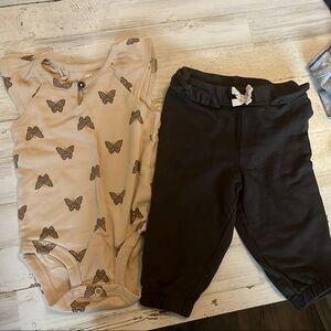 Carter's Tan Butterfly Print Onesie